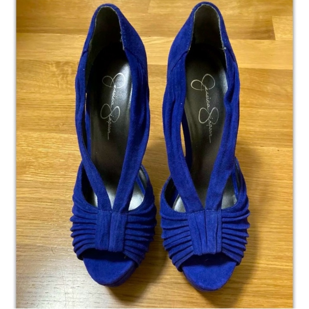 Blue suede stiletto Jessica Simpson heel